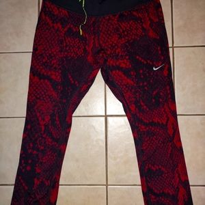 Nike red snake print crop leggings